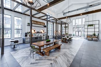 Market-style community lounge at the merchant apartments in charleston, sc 29403